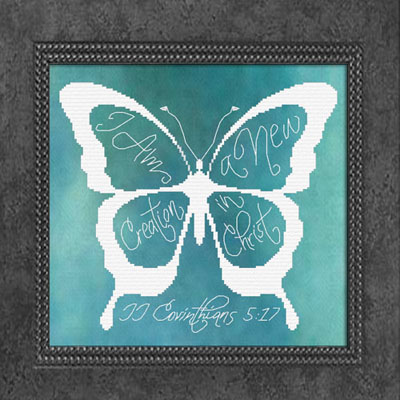 New Creation Butterfly II Corinthians 5:17 White Floss